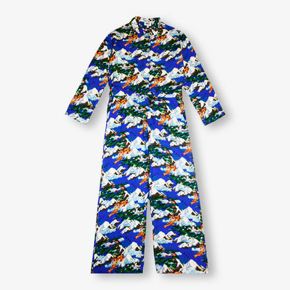 Combinaison bleue imprimée "Winter bobcat" pour adultes en Viscose Ecovero