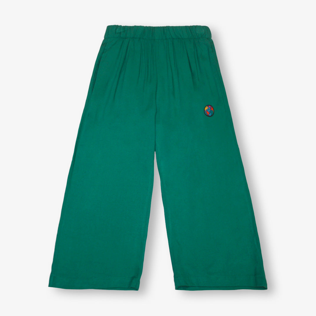 Pantalon vert iconique "Badge Planète" en viscose ecovero pour adultes