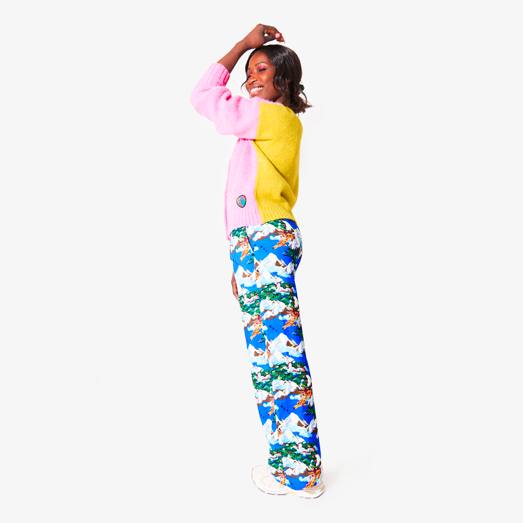 Pantalon bleu imprimé "Winter bobcat" pour adultes en Viscose Ecovero