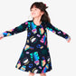 Robe noire imprimée "Home World" en coton bio pour enfants