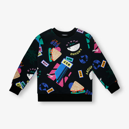 Sweatshirt imprimé "Home World" en coton biologique pour adultes