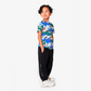 T-shirt bleu imprimé "Winter Bobcat" en coton organique pour enfants