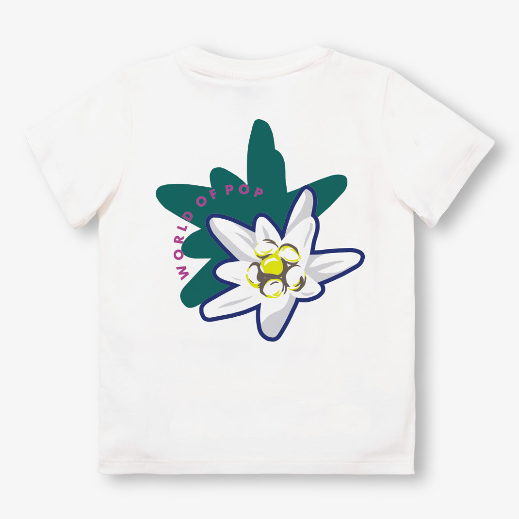 T-shirt blanc placé "Edelweiss" en coton bio pour adultes