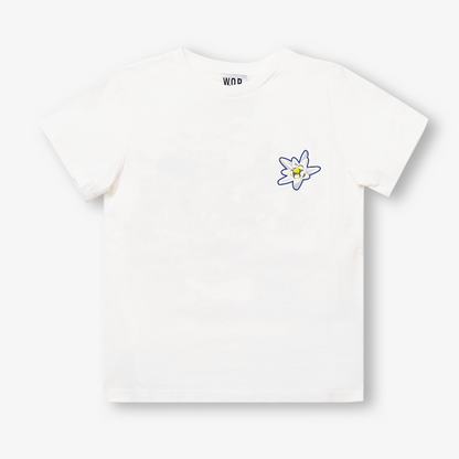 T-shirt blanc placé "Edelweiss" en coton bio pour adultes