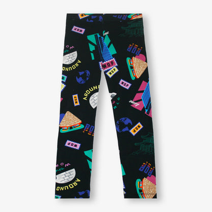 Legging noir imprimé "Home World" en coton bio pour enfants