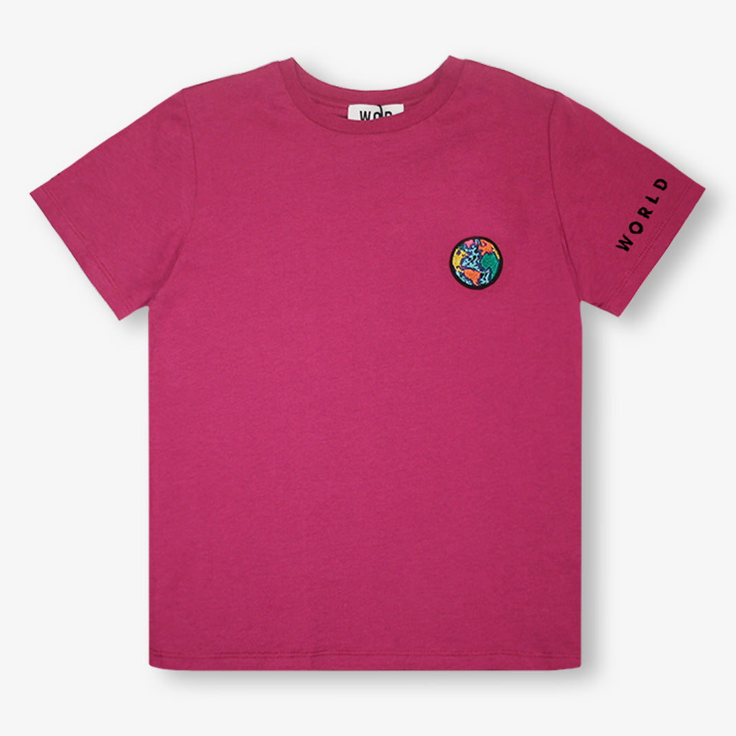 T-shirt badge Planète pour enfants en Coton Bio