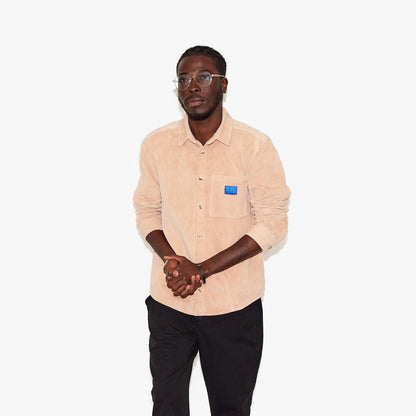 Chemise jaune et beige en velours côtelé "W.O.P" pour adultes