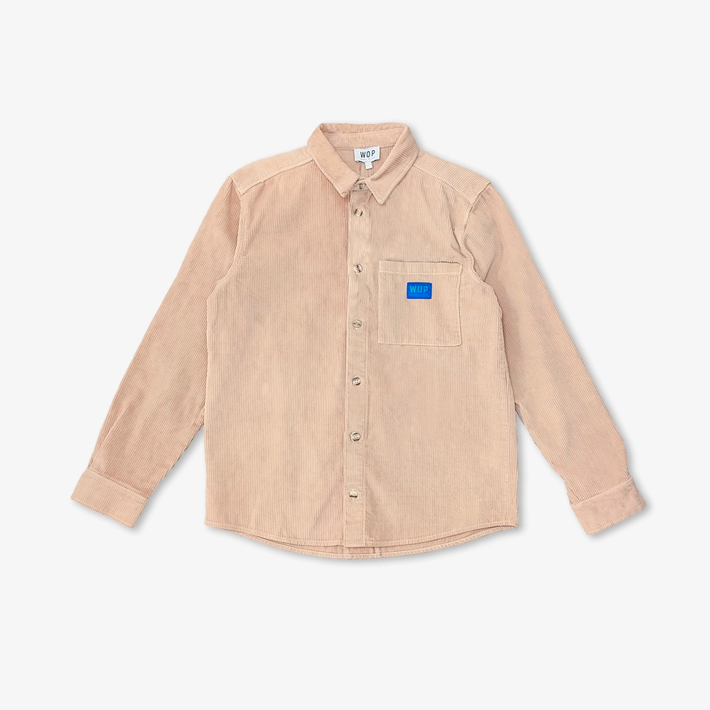 Chemise jaune et beige en velours côtelé "W.O.P" pour adultes