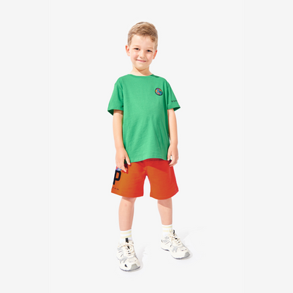 T-shirt vert clair badge Planète pour enfants en Coton Bio