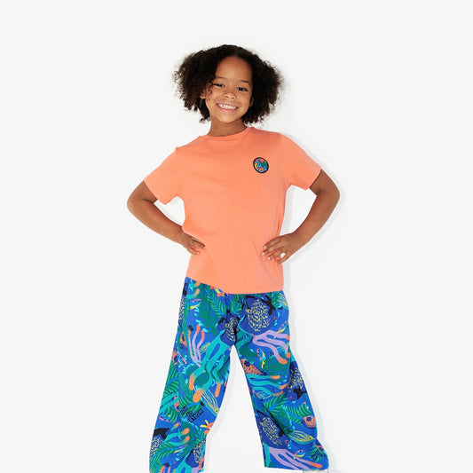 T-shirt rouge badge Planète pour enfants en Coton Bio