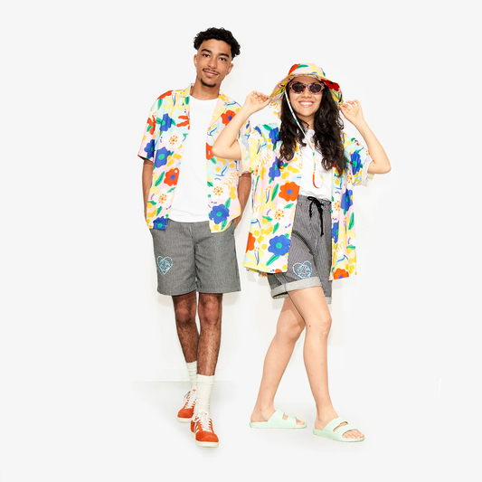 Chemise manche courte "Flower Power" pour adultes