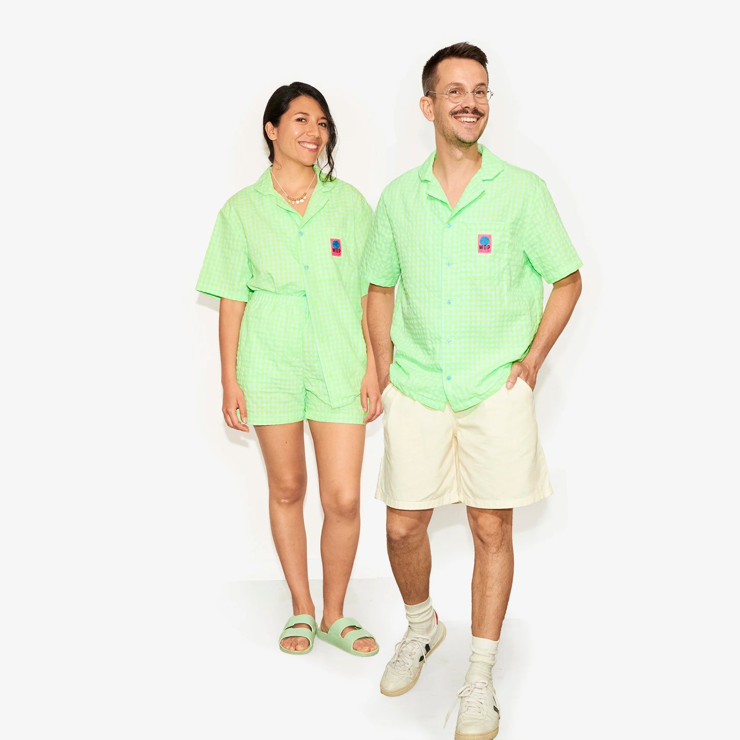 Chemise verte en seersucker pour adultes