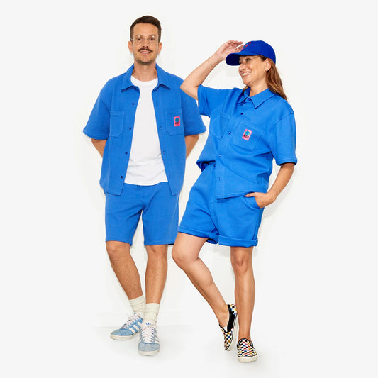 Short gaufré bleu pour adultes