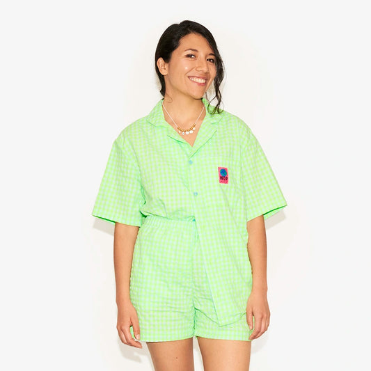 Short vert en seersucker pour adultes