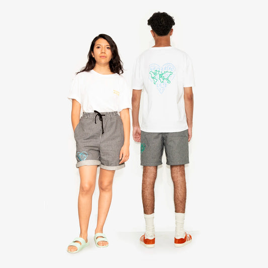 Short rayé "Coeur Planète" pour adultes