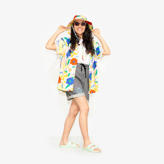 Chemise manche courte "Flower Power" pour adultes