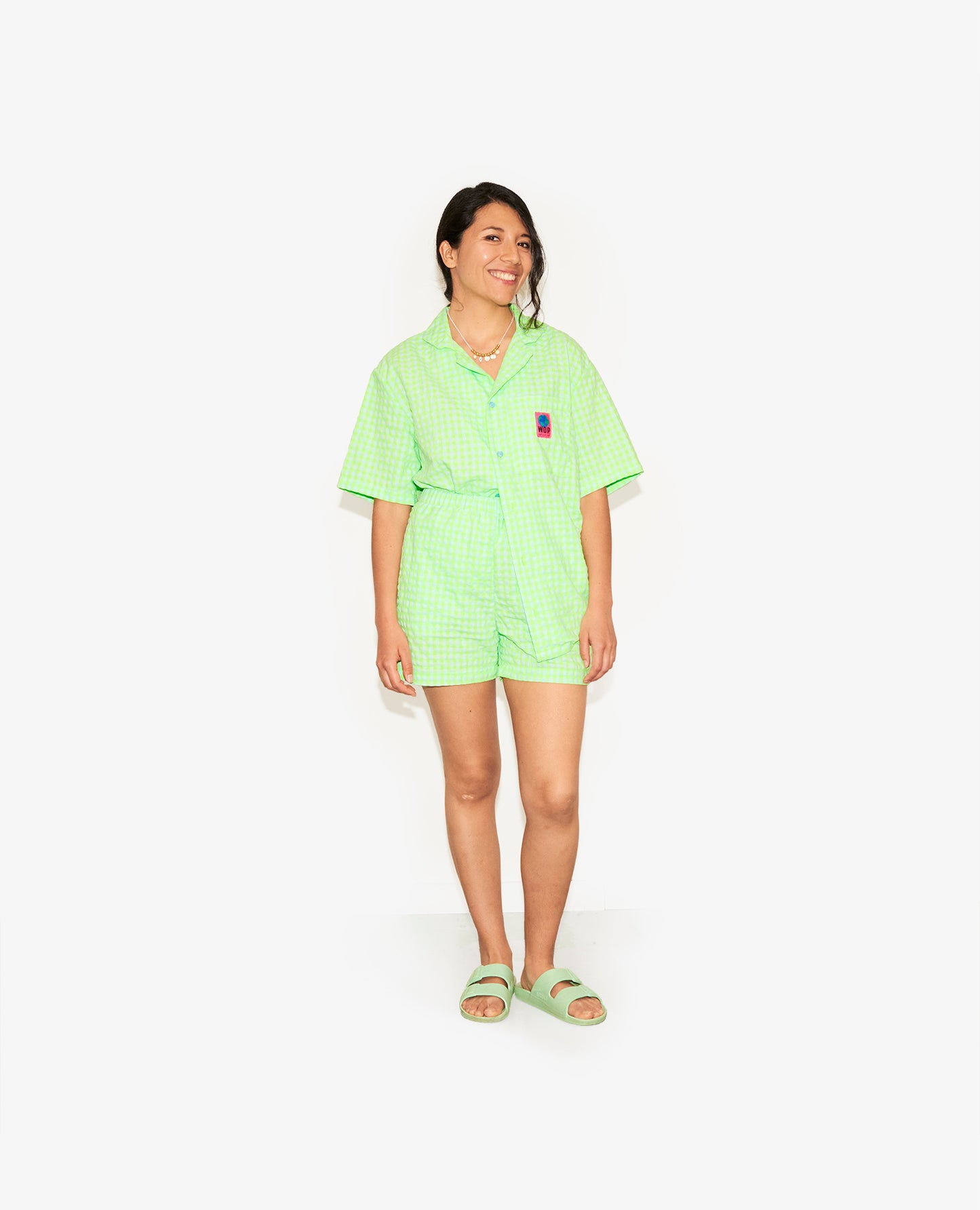 Chemise verte en seersucker pour adultes