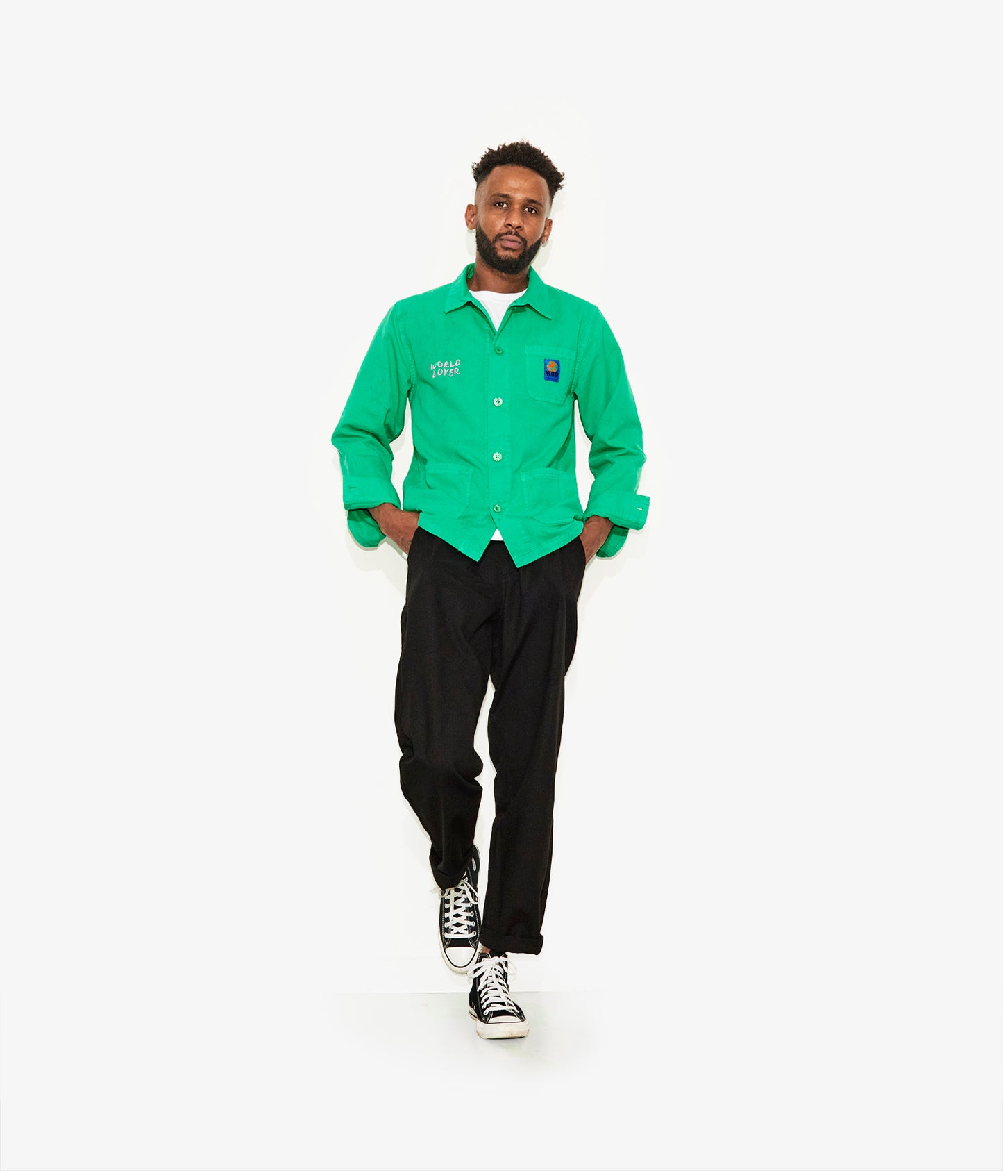 Veste verte brodée "World Lover" pour adultes