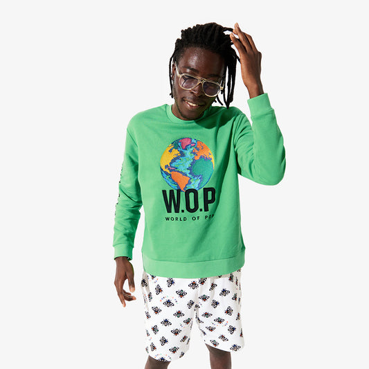Sweatshirt vert clair brodé Planète en Coton