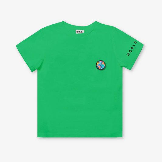 T-shirt vert clair badge "Planète Iconique" en Coton Bio