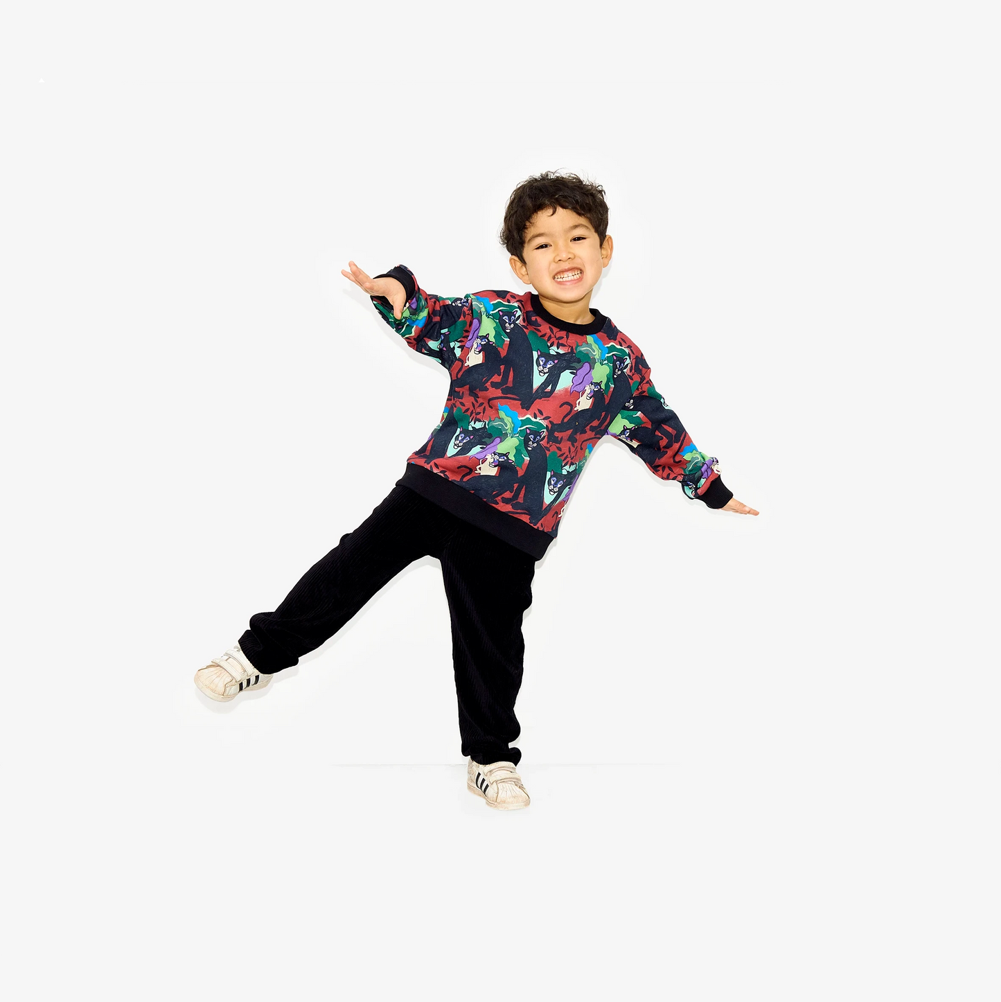 Pantalon noir en maille velours côtelé pour enfants