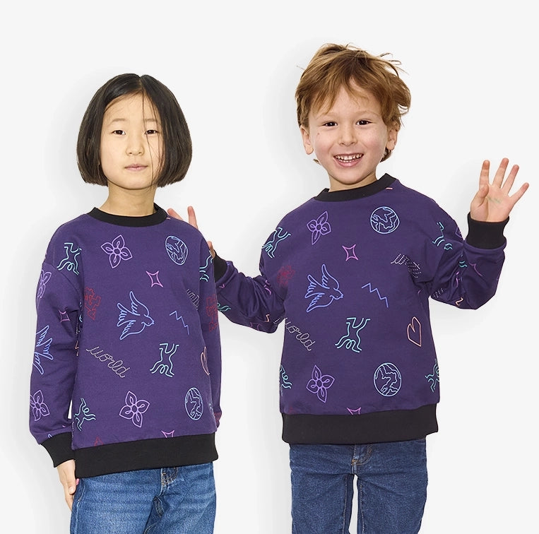 Sweat violet foncé "Disco" pour enfants