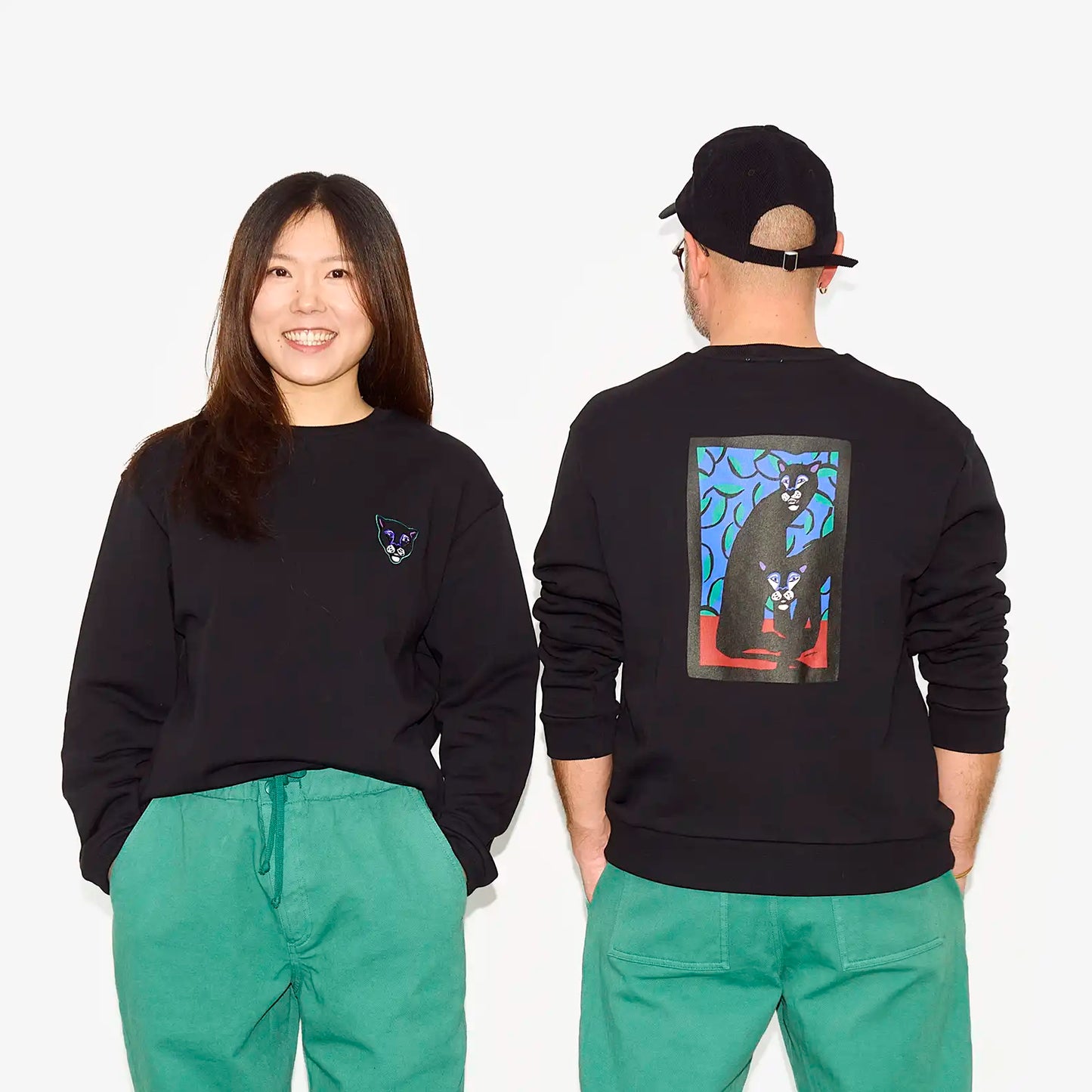 Sweat-shirt noir "Panthère" pour adultes