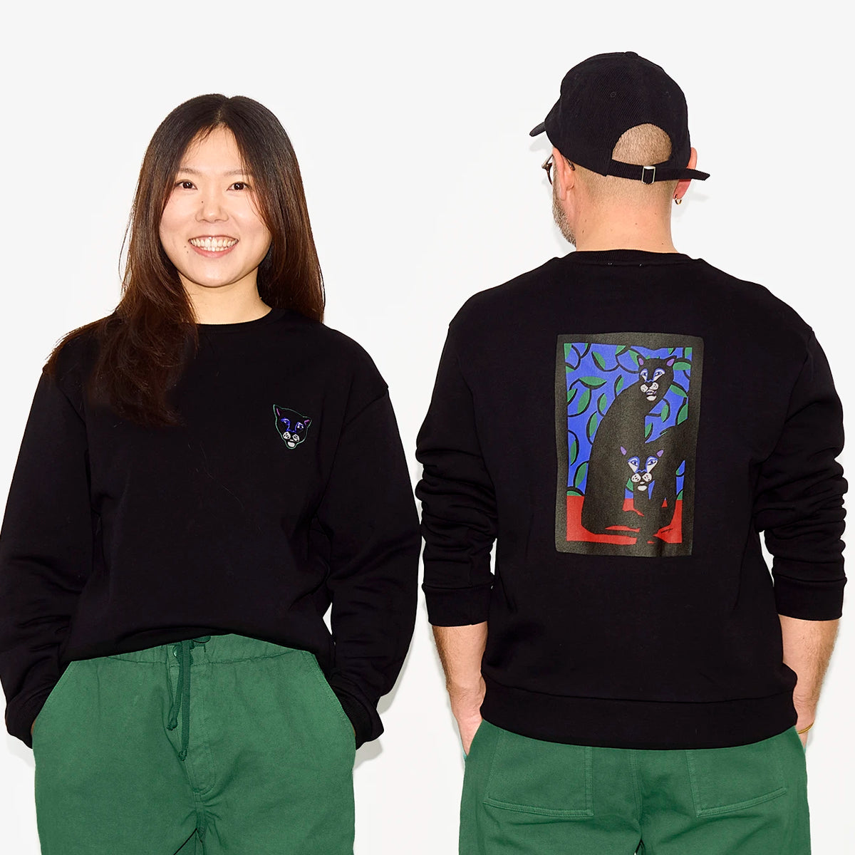 Sweat-shirt noir "Panthère" pour adultes