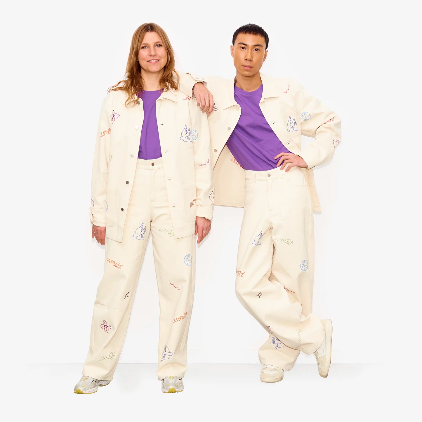 Pantalon barrel à broderies "Disco" pour adultes