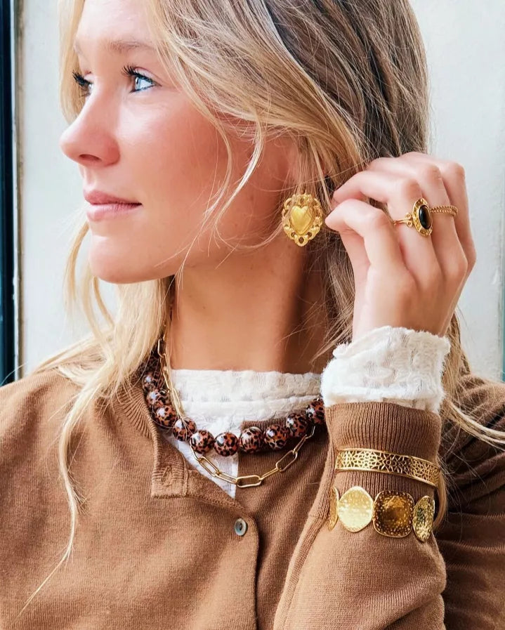 Boucles d'oreilles créoles Coeur baroque - Bazou