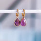 Boucles d'oreilles créoles en acier goutte en pierre naturelle violette - Bazou