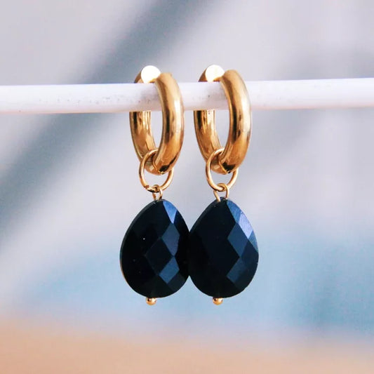 Boucles d'oreilles Goutte en cristal noir - Bazou