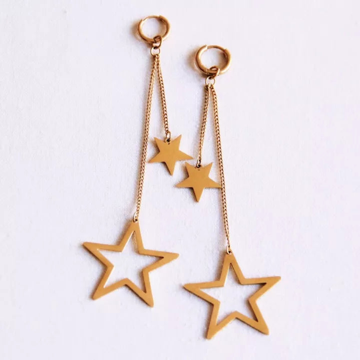 Boucles d'oreilles Longues en forme d'étoiles - Bazou