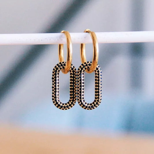 Boucles d'oreilles Ovale en cristal noir - Bazou