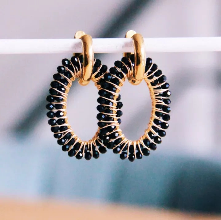 Boucles d'oreilles large Ovale à facettes - Bazou