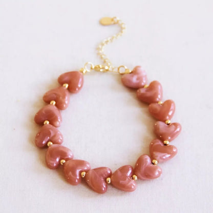 Bracelet en perles de résine en forme de cœur - Bazou