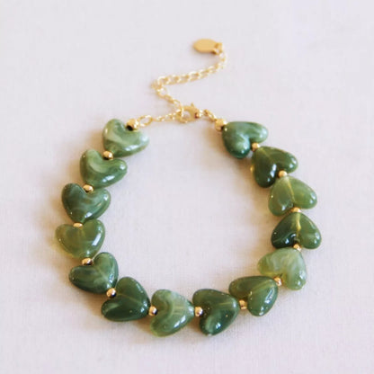 Bracelet en perles de résine en forme de cœur - Bazou