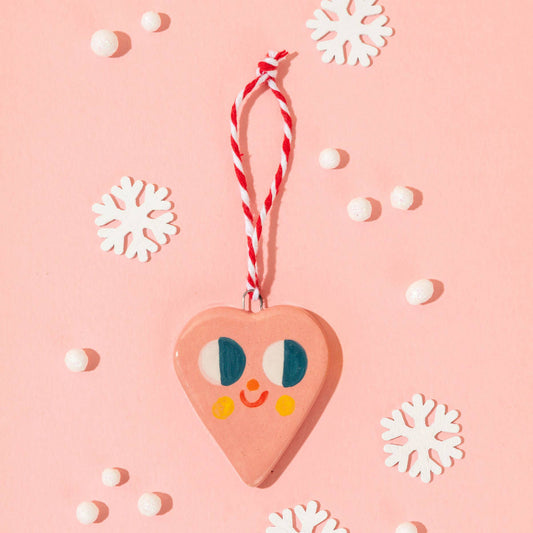 Cœur rose / Ornements suspendus en céramique