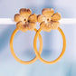 Boucles d'oreilles ovales avec fleur- Bazou