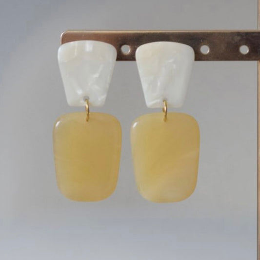 Boucles d'oreilles Martha Blanc/Jaune - Atelier Marpo