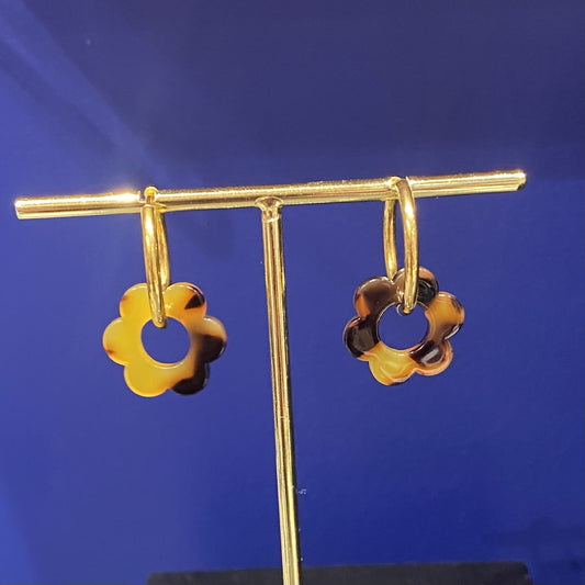 Boucles d'oreilles Flore  Écaille marron / beige - Atelier Marpo