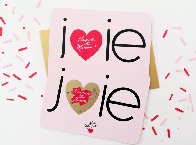 Carte à gratter "Joie" demande marraine - Pamela Loops