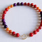Collier de perles en pierre naturelle XL - mix orange/violet/rouge - Bazou