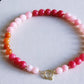 Collier de perles en pierre naturelle XL - mix orange/rose clair/fuchsia - Bazou