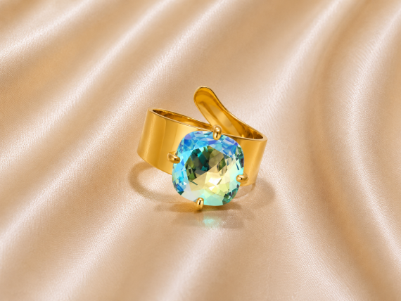 Bague ajustable ELIZIO en acier inoxydable "Bleu Glacier" - NOAKIS