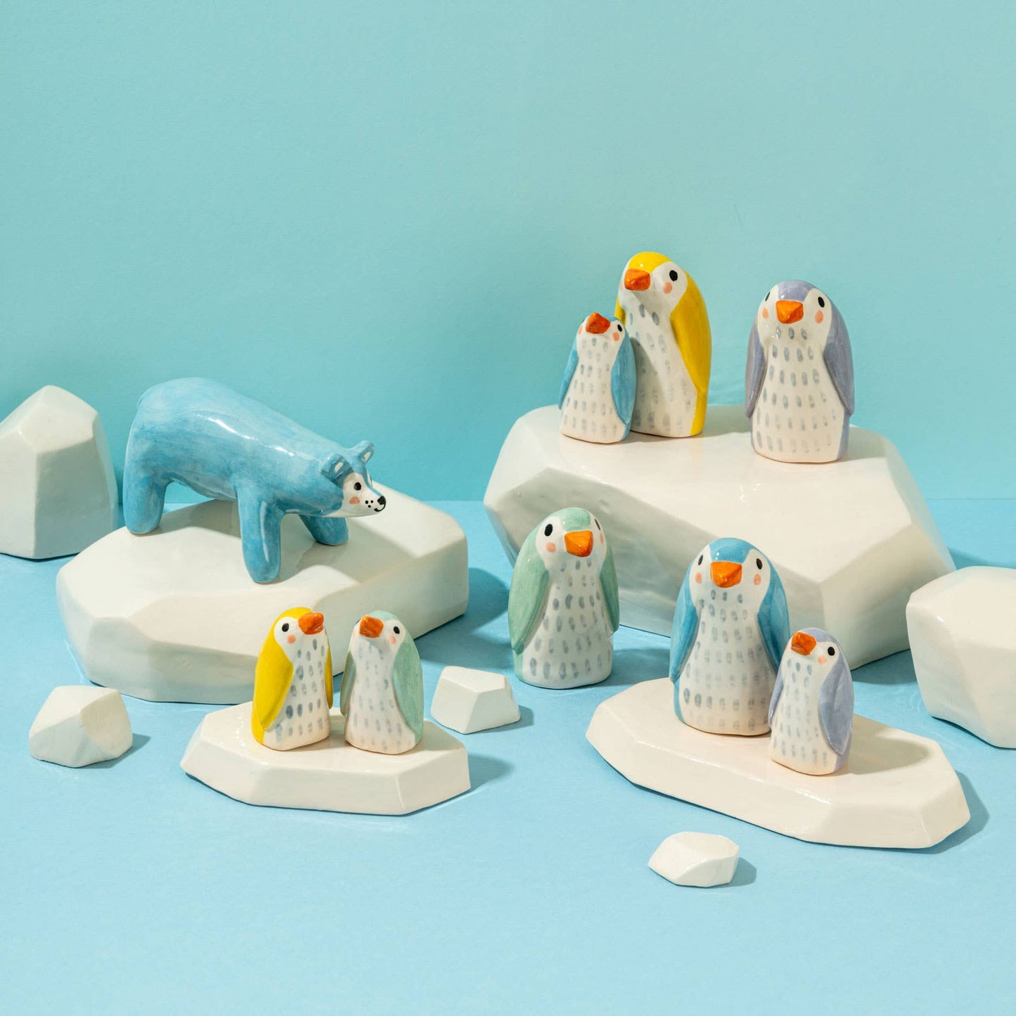 Mama Penguin Menthe / Pièce en Céramique - Ana Seixas