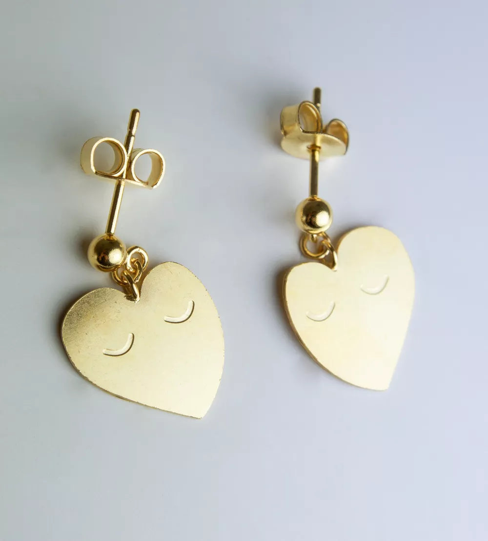 BIG Boucles d'oreilles Cœurs doré à l'or fin - Adorabili Paris