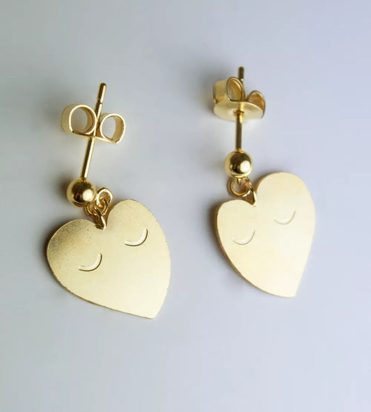 BIG Boucles d'oreilles Cœurs doré à l'or fin - Adorabili Paris