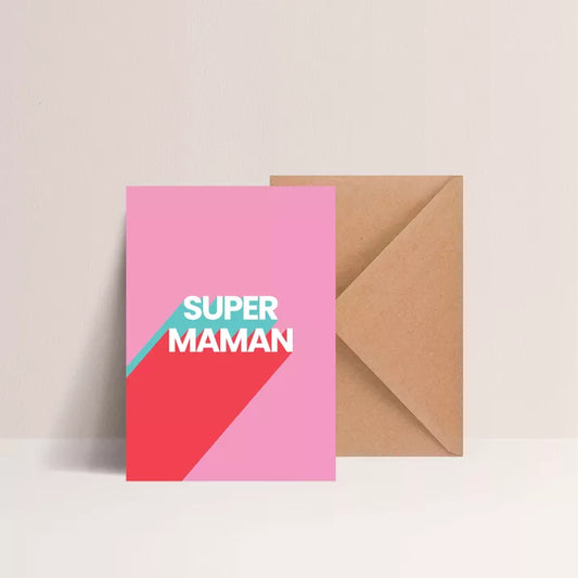Carte postale avec enveloppe kraft - Super Maman - Majo Edition