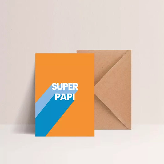 Carte postale avec enveloppe kraft - Super Papi - Majo Edition